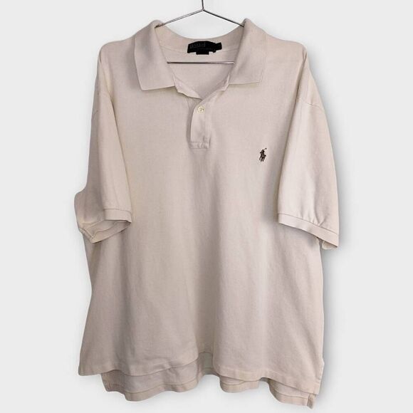 Ralph Lauren Polo Mens Big Tall 2XT Mesh‎ Shirt Golf Cream Classicore Preppy Y2K - Picture 1 of 8